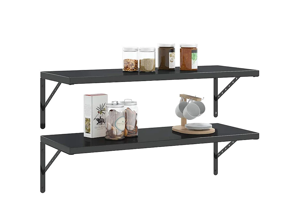 Plankdragers 4 st 40x2,5x25 cm roestvrijstaal zwart