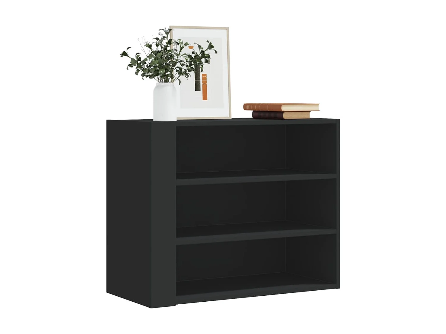 Armario de pared madera de ingeniería negro 75x35x60 cm