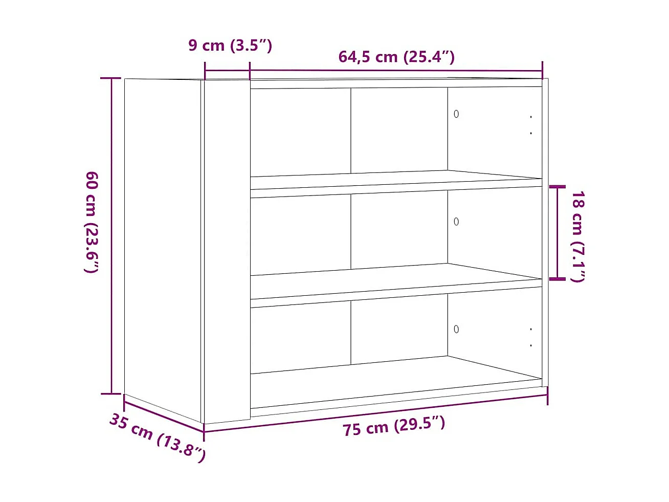 Armario de pared madera de ingeniería marrón roble 75x35x60 cm