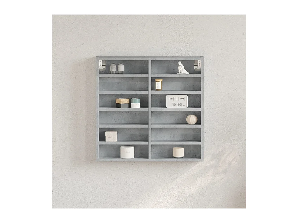 Armoire à vitrine gris béton 60x8,5x58 cm bois d'ingénierie