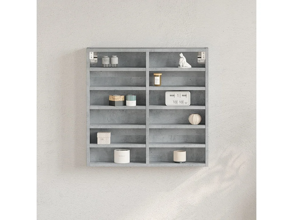 Armoire à vitrine gris béton 60x8,5x58 cm bois d'ingénierie