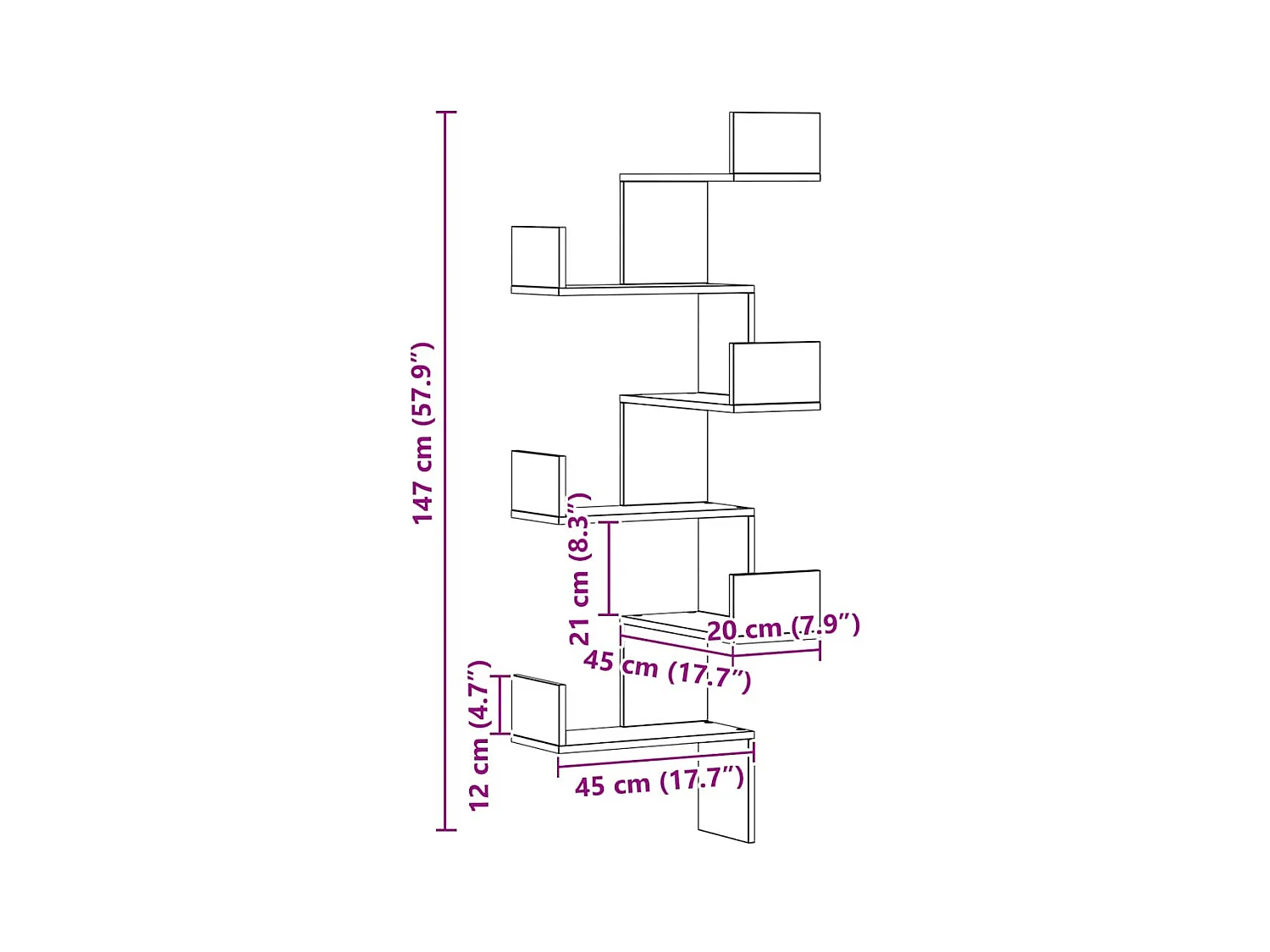 Estante de parede p/ canto derivados madeira carvalho artisiano