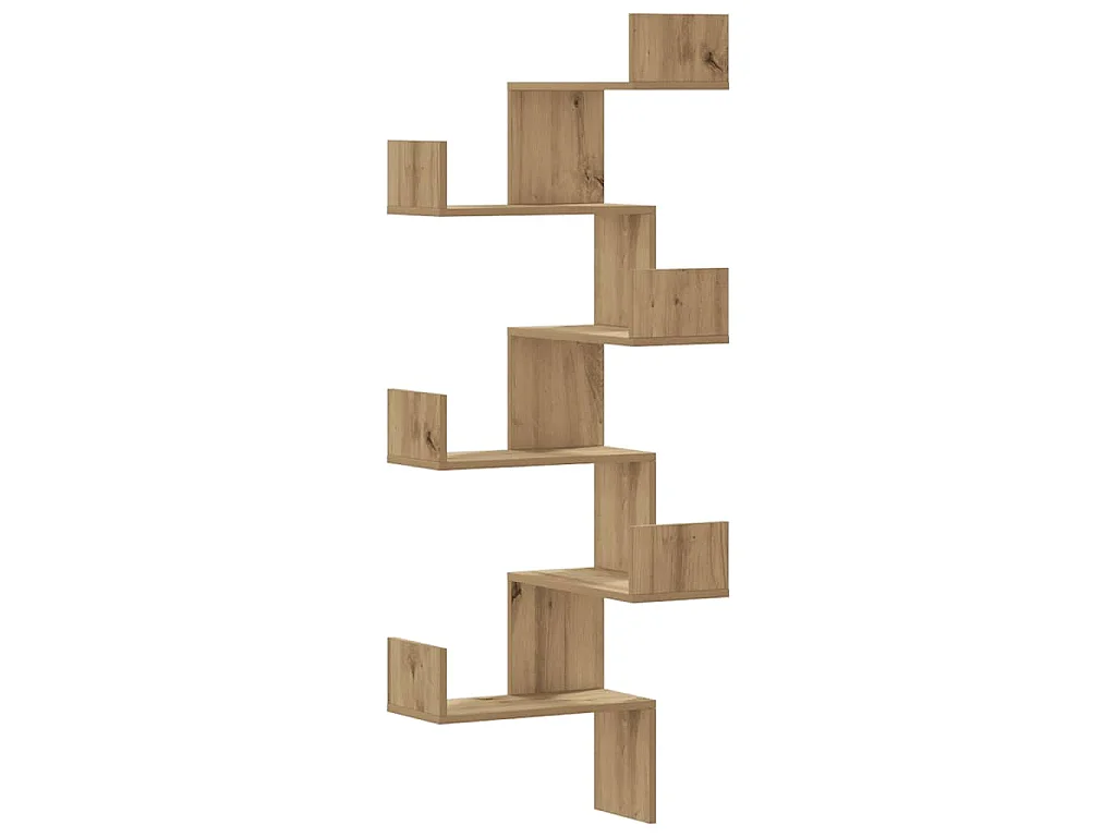 Étagère d'angle murale chêne artisanal bois d'ingénierie