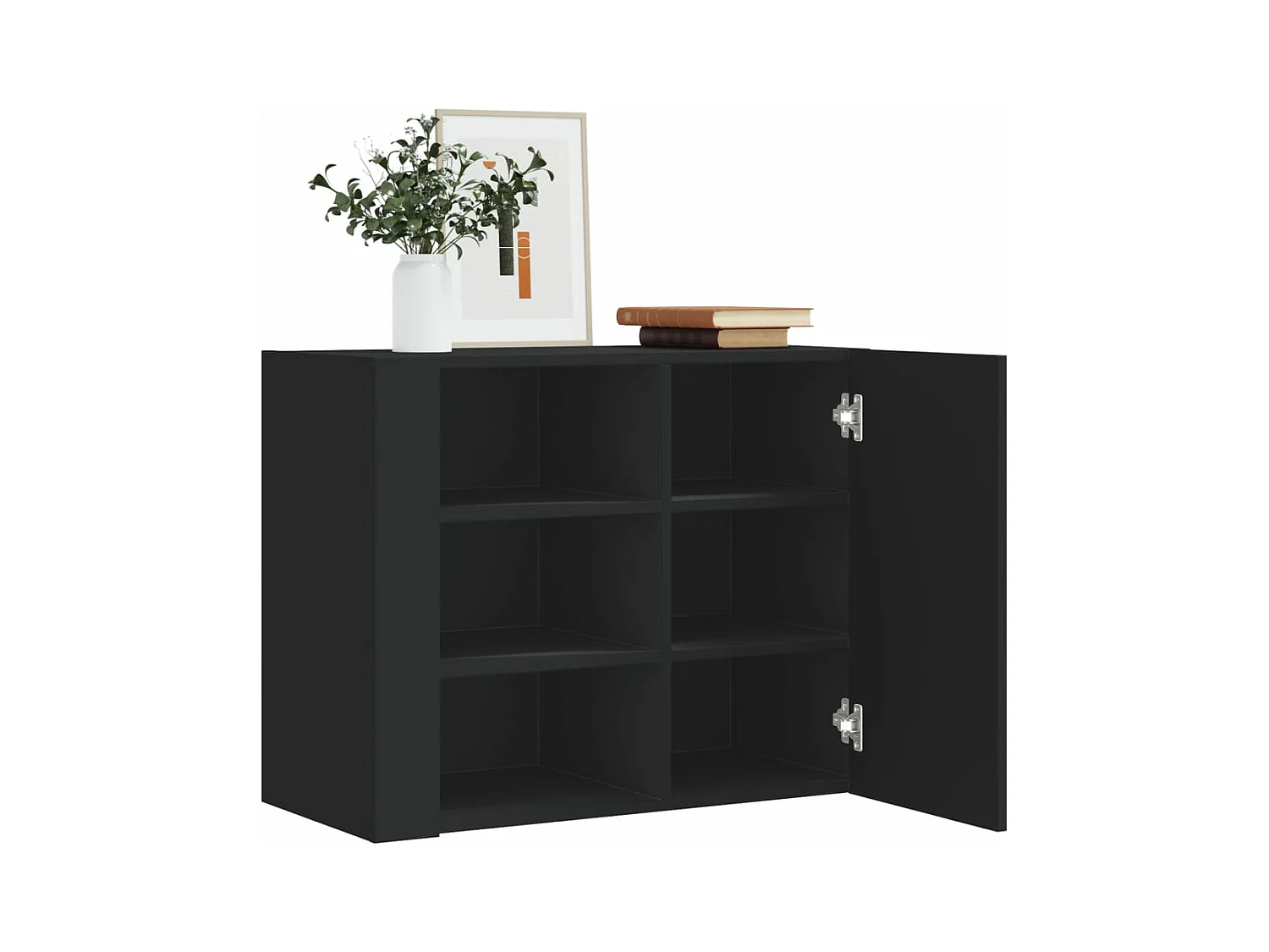 Armario de pared madera de ingeniería negro 75x35x60 cm