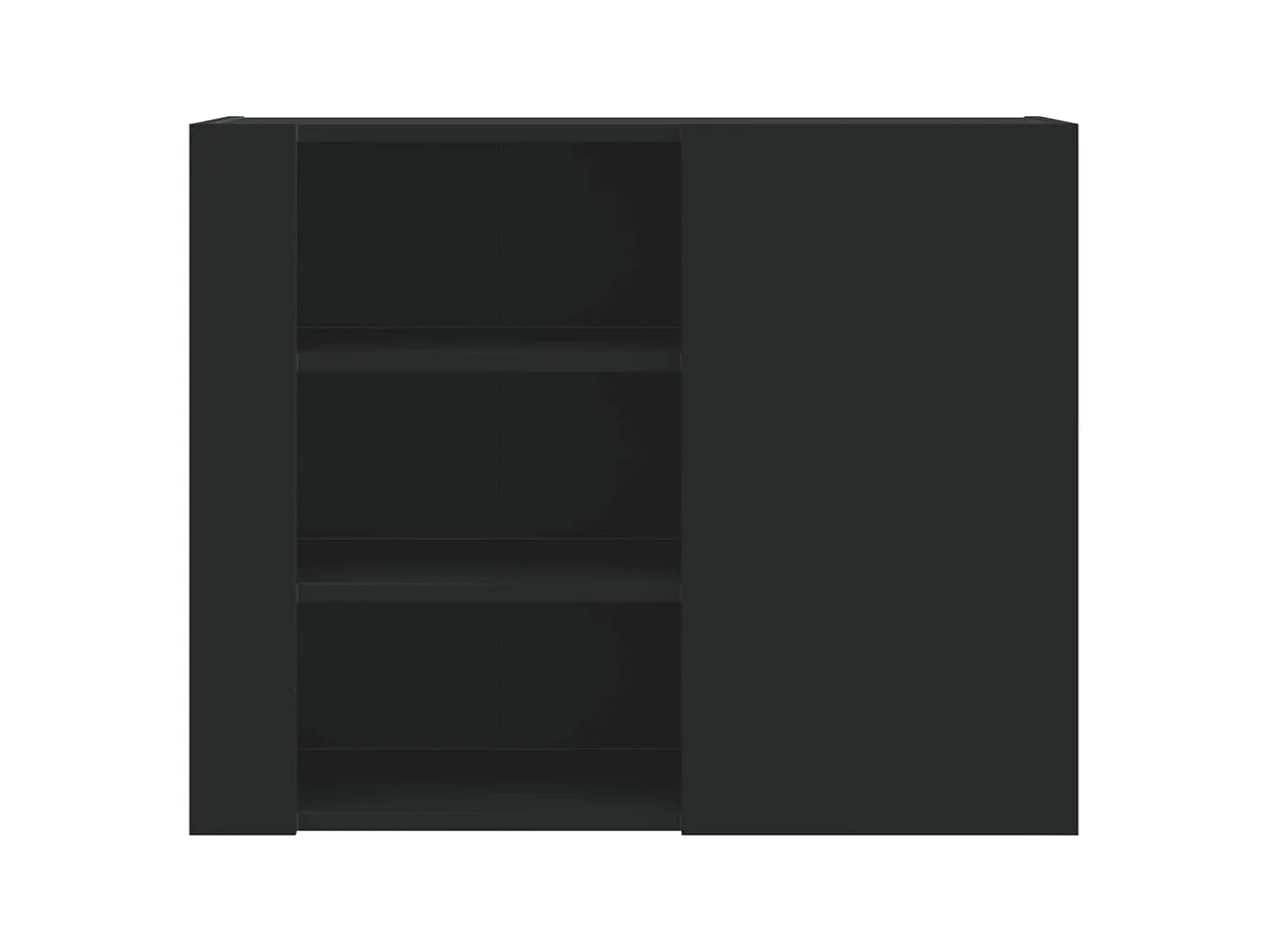 Armario de pared madera de ingeniería negro 75x35x60 cm