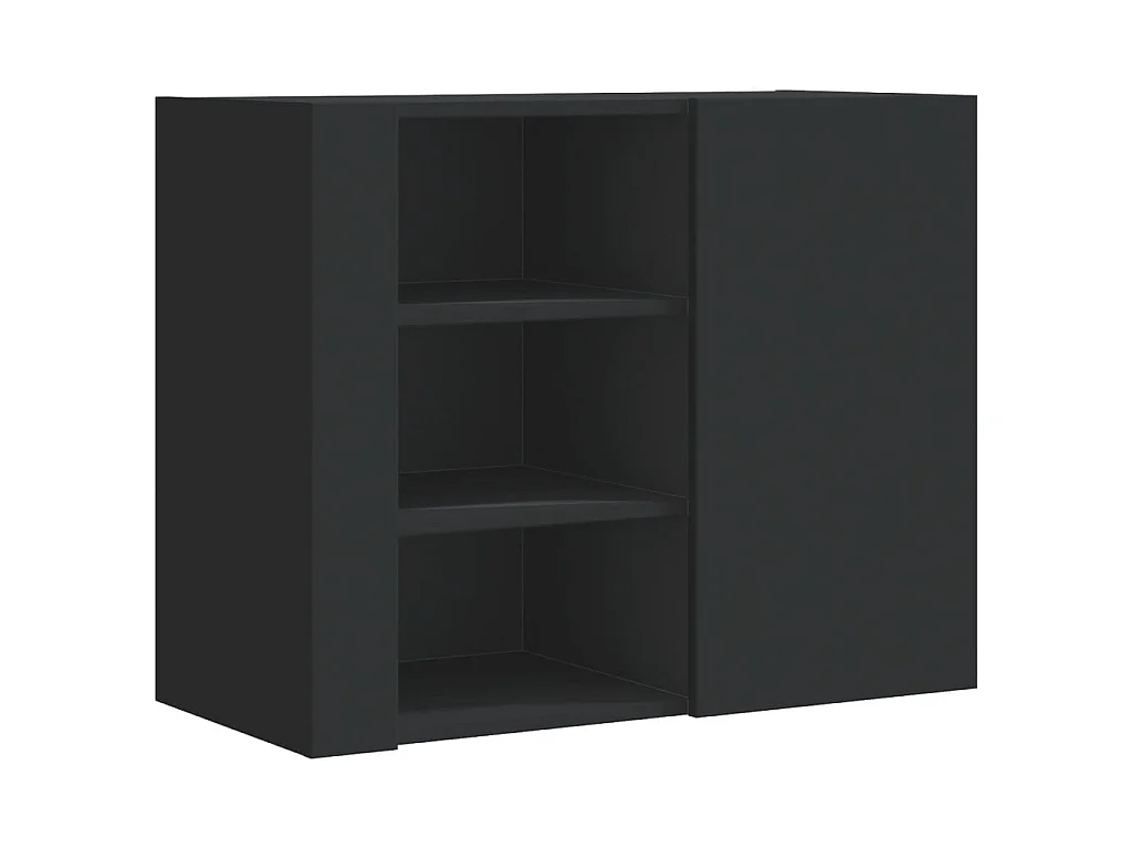 Wandkast 75x35x60 cm bewerkt hout zwart