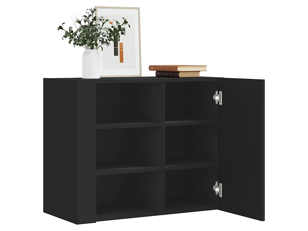 Wandkast 75x35x60 cm bewerkt hout zwart