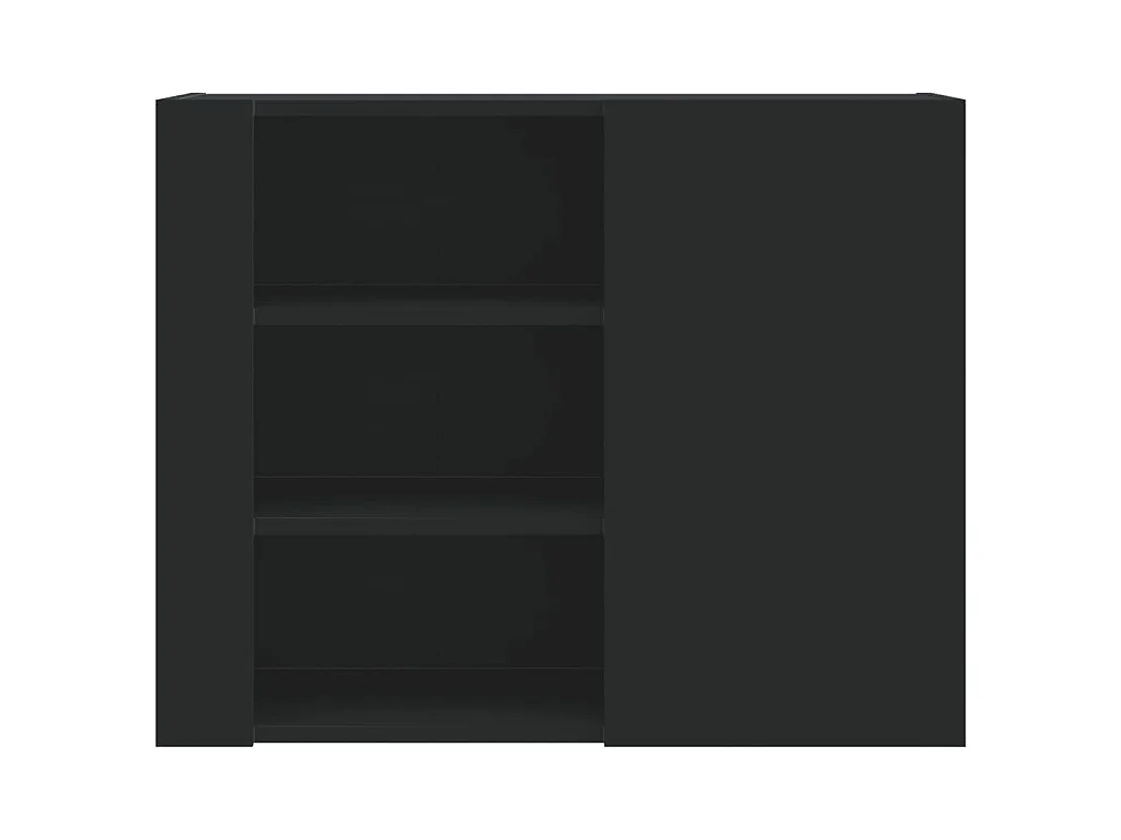 Wandkast 75x35x60 cm bewerkt hout zwart