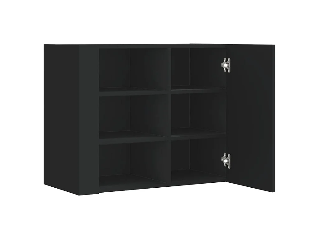 Wandkast 75x35x60 cm bewerkt hout zwart