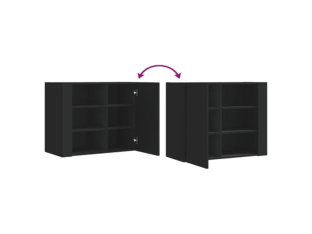 Wandkast 75x35x60 cm bewerkt hout zwart