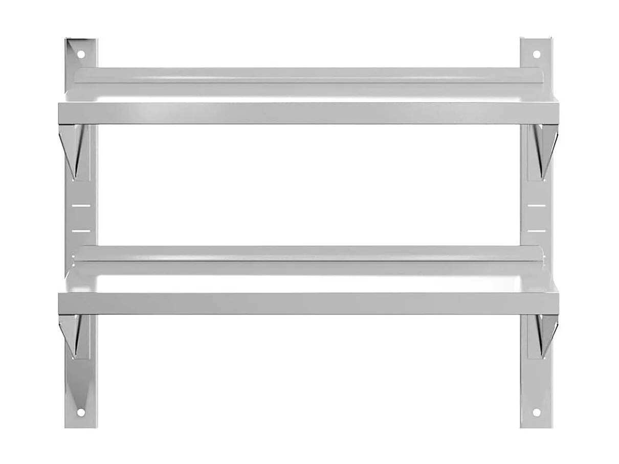 Wandregal mit 2 Böden 75x30x60 cm Silbern Edelstahl