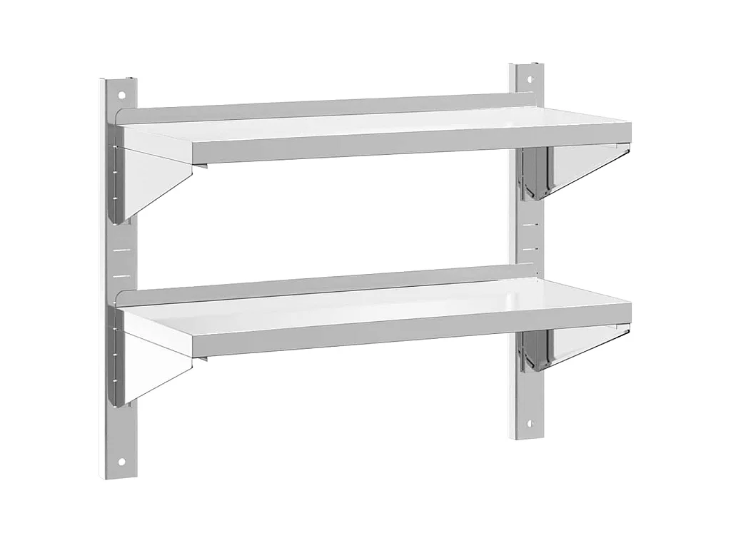 Étagère murale à 2 niveaux 75x30x60 cm argenté acier inoxydable