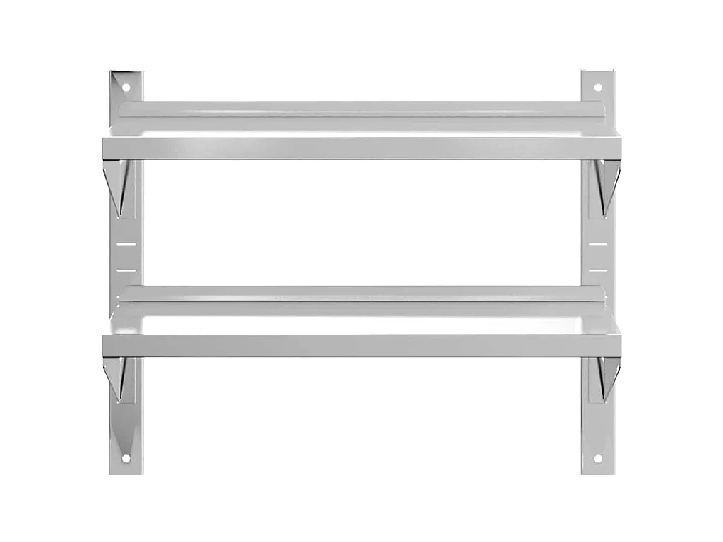Étagère murale à 2 niveaux 75x30x60 cm argenté acier inoxydable