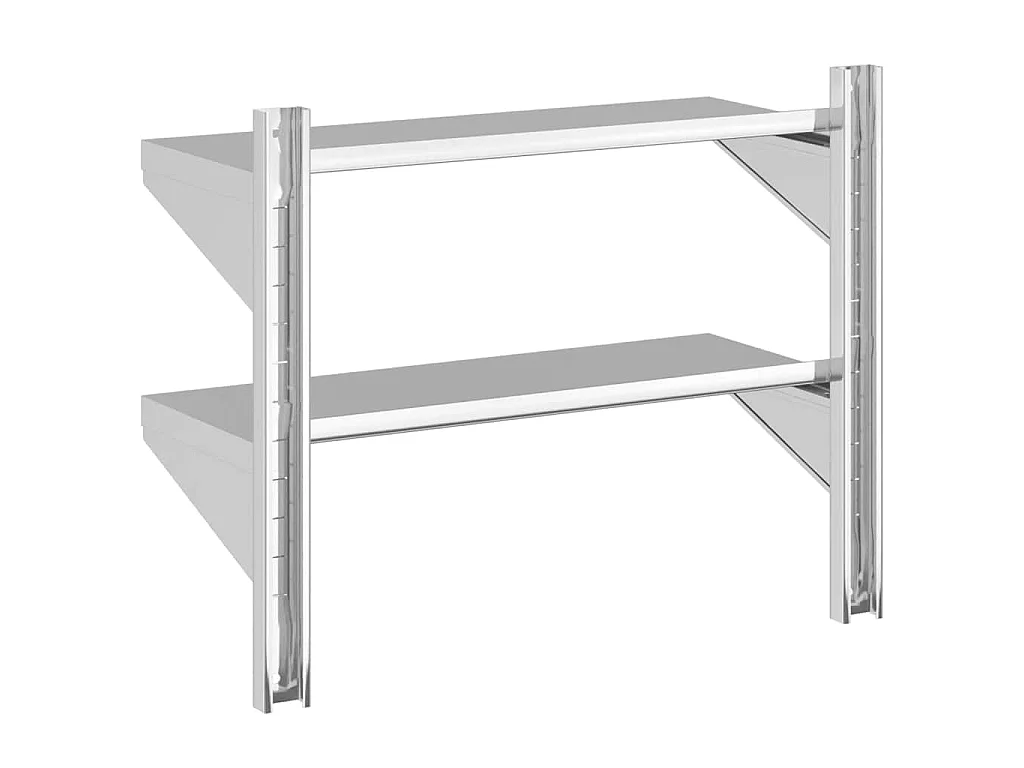 Étagère murale à 2 niveaux 75x30x60 cm argenté acier inoxydable