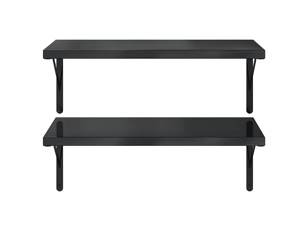 Wandschappen 2 st 75x40 cm roestvrijstaal zwart