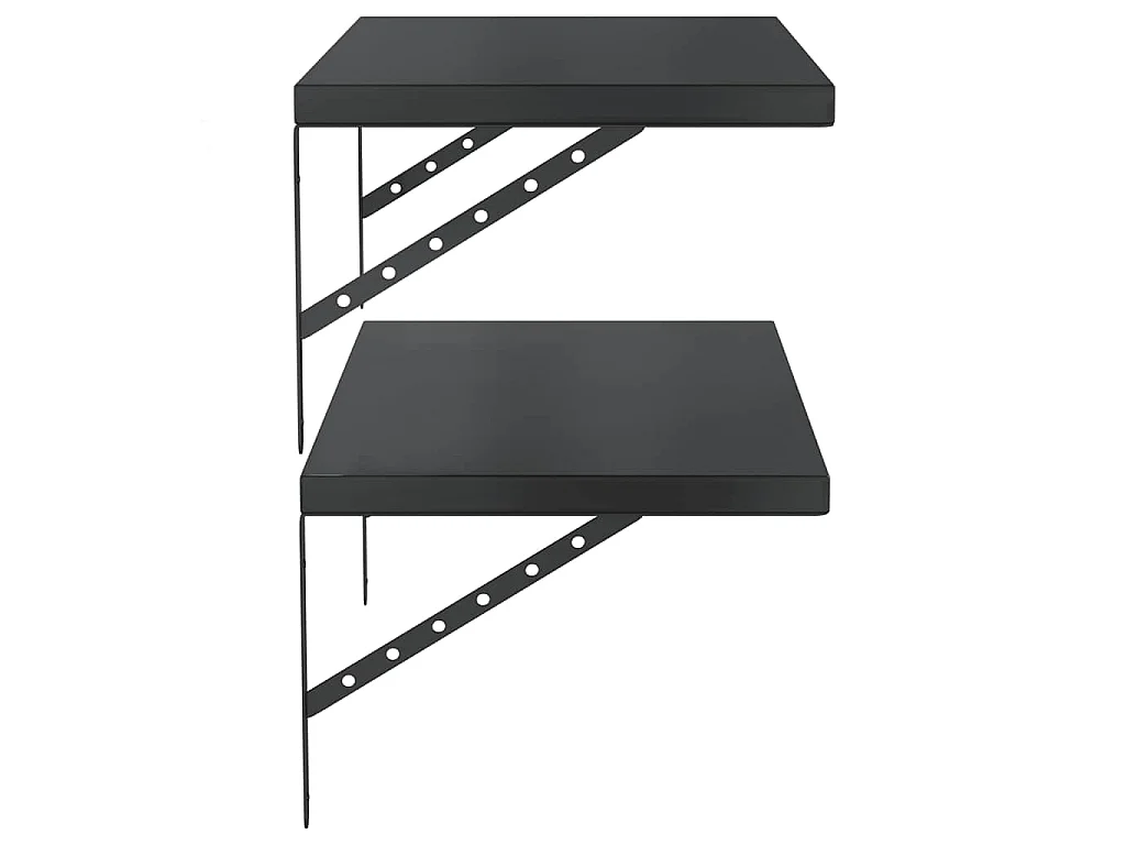 Wandschappen 2 st 75x40 cm roestvrijstaal zwart