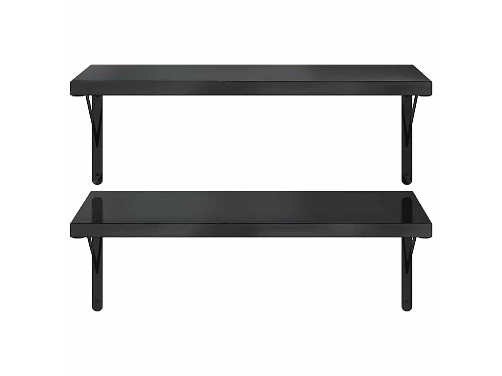 Étagères murales 2 pcs 75x40 cm noir acier inoxydable