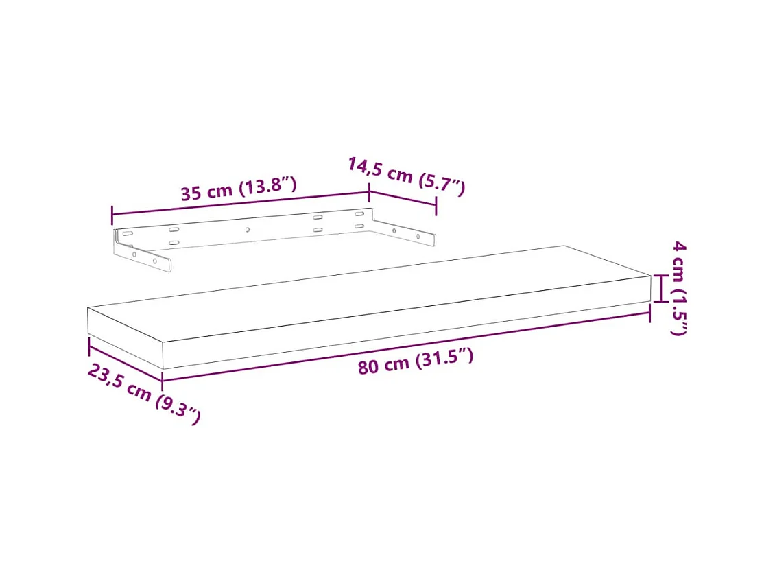Étagère flottante 80x23,5x4 cm bois d'ingénierie