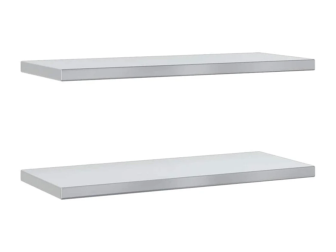 Estantes de pared 2 uds acero inoxidable plateado 75x30x3 cm