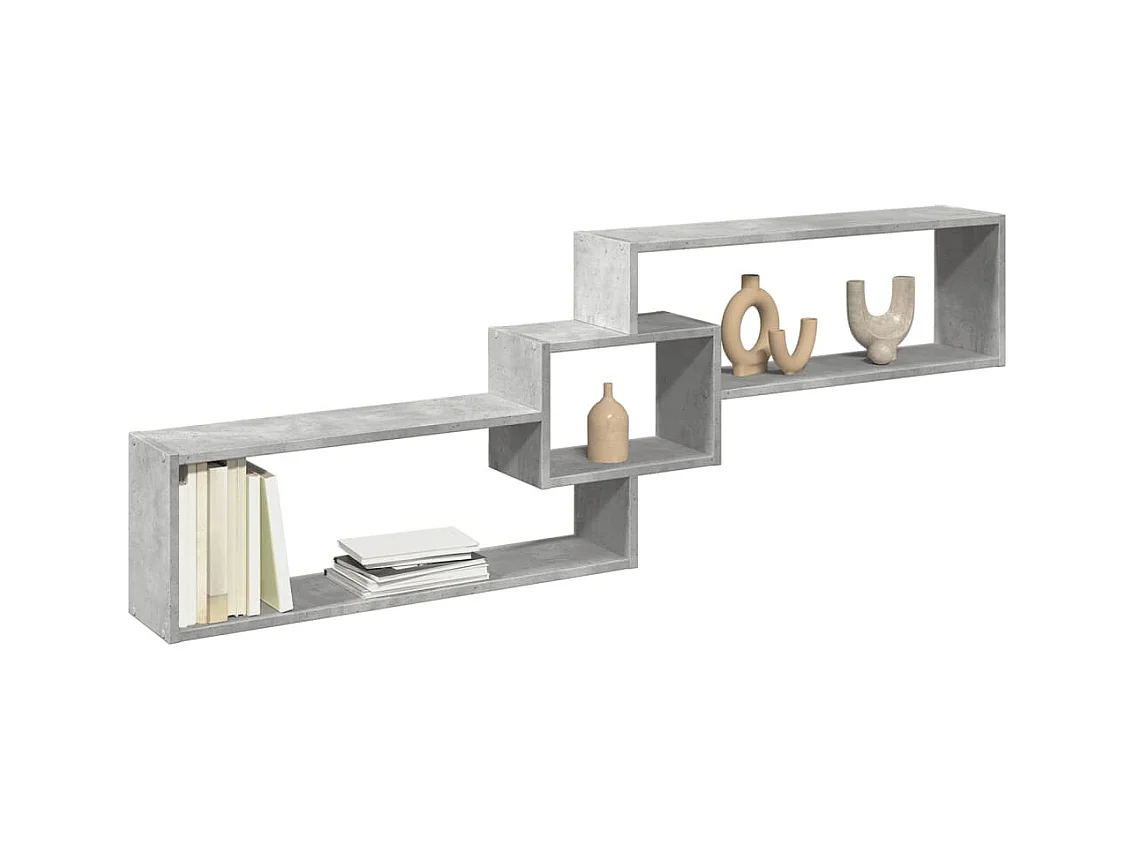 Wandkast 158x18x53 cm bewerkt hout betongrijs