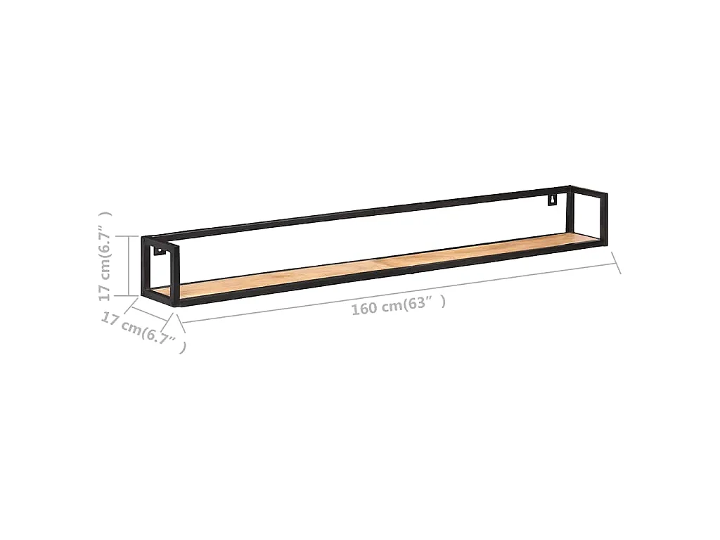 Étagères murales 2 pcs 160 cm Bois d'acacia massif