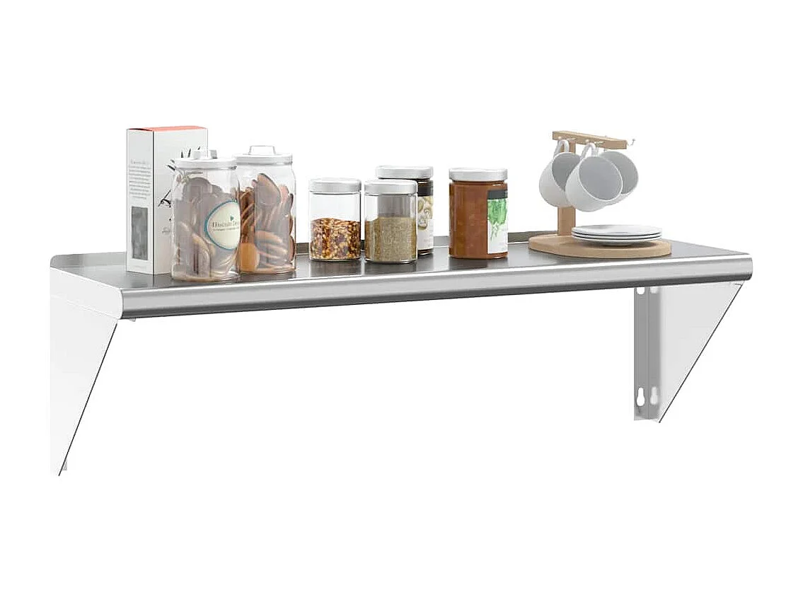 Estante de pared de acero inoxidable plateado 100x30x31 cm