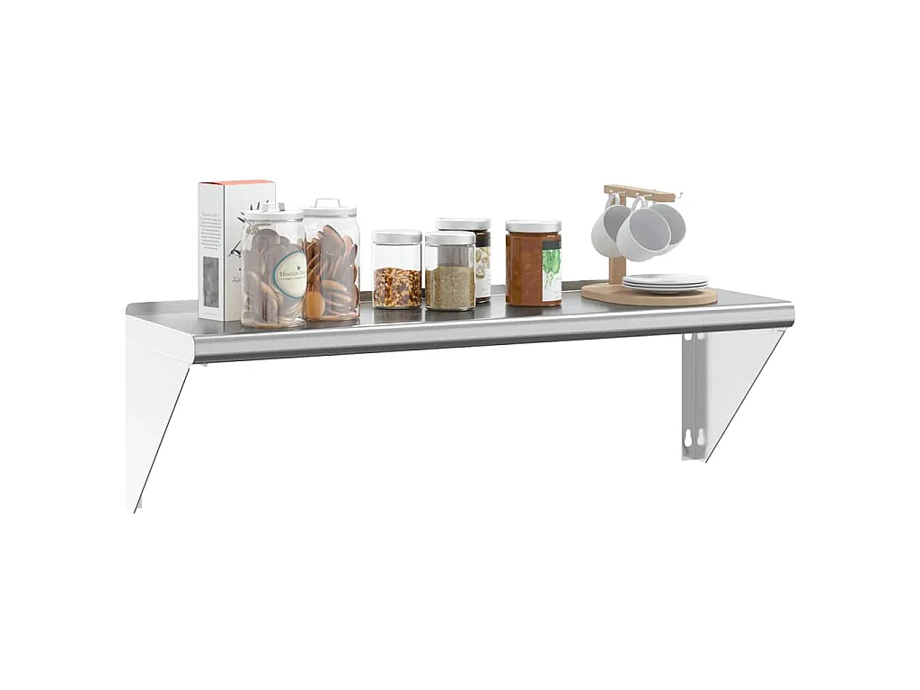 Mensola a Muro 100x30x31 cm Argento in Acciaio Inossidabile
