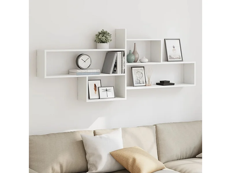 Estantería de pared madera ingeniería blanca 167,5x18x68 cm