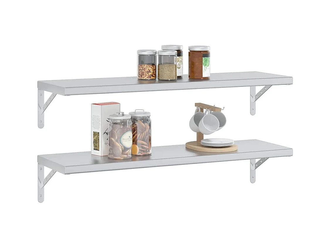 Mensole a Muro 2 pz 100x30 cm Argento in Acciaio Inossidabile
