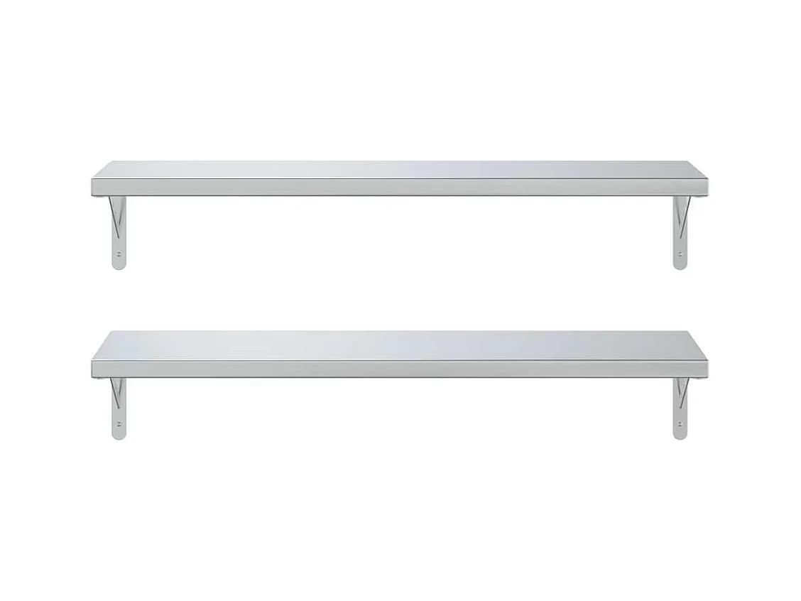 Mensole a Muro 2 pz 100x30 cm Argento in Acciaio Inossidabile