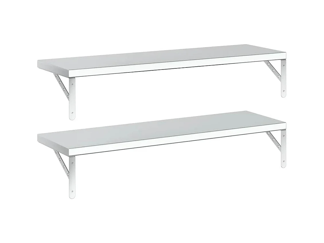 Mensole a Muro 2 pz 100x30 cm Argento in Acciaio Inossidabile