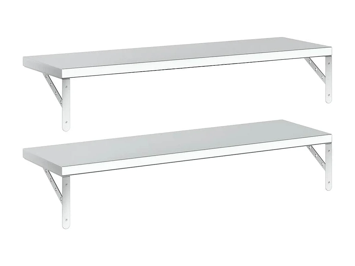 Wandregale 2 Stk. 100x30 cm Silbern Edelstahl