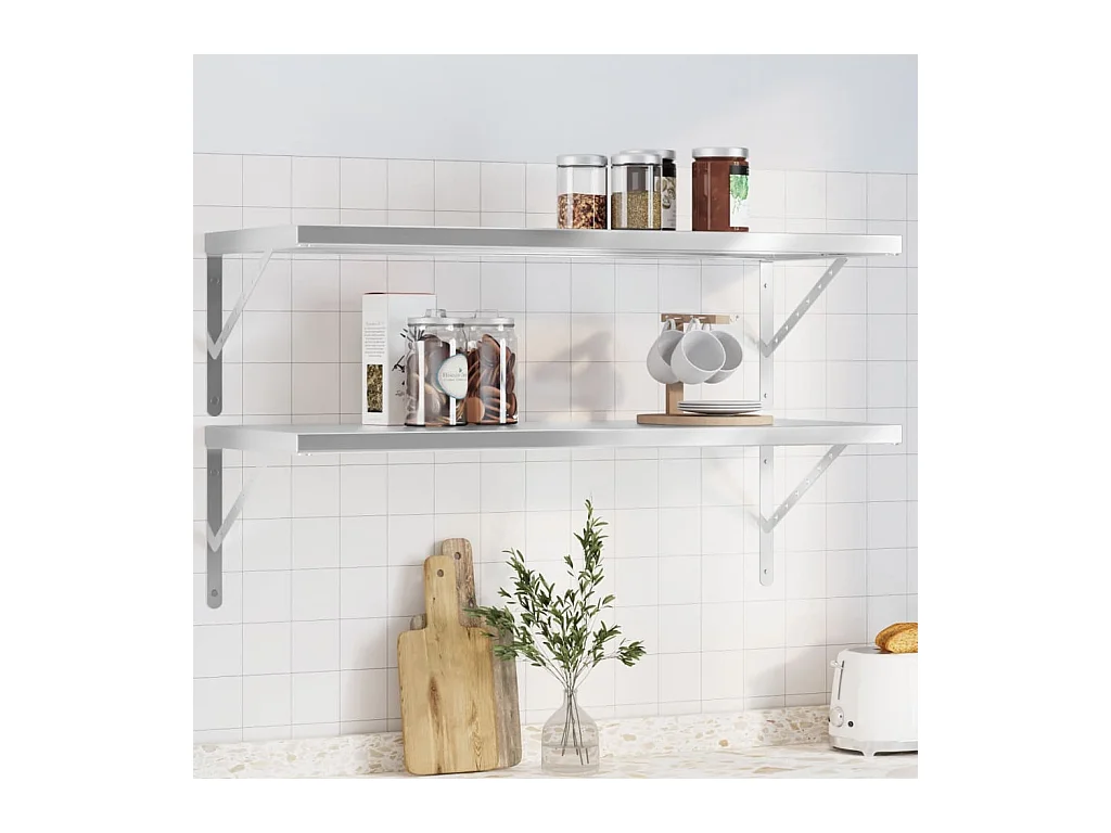 Étagères murales 2 pcs 100x40 cm argenté acier inoxydable