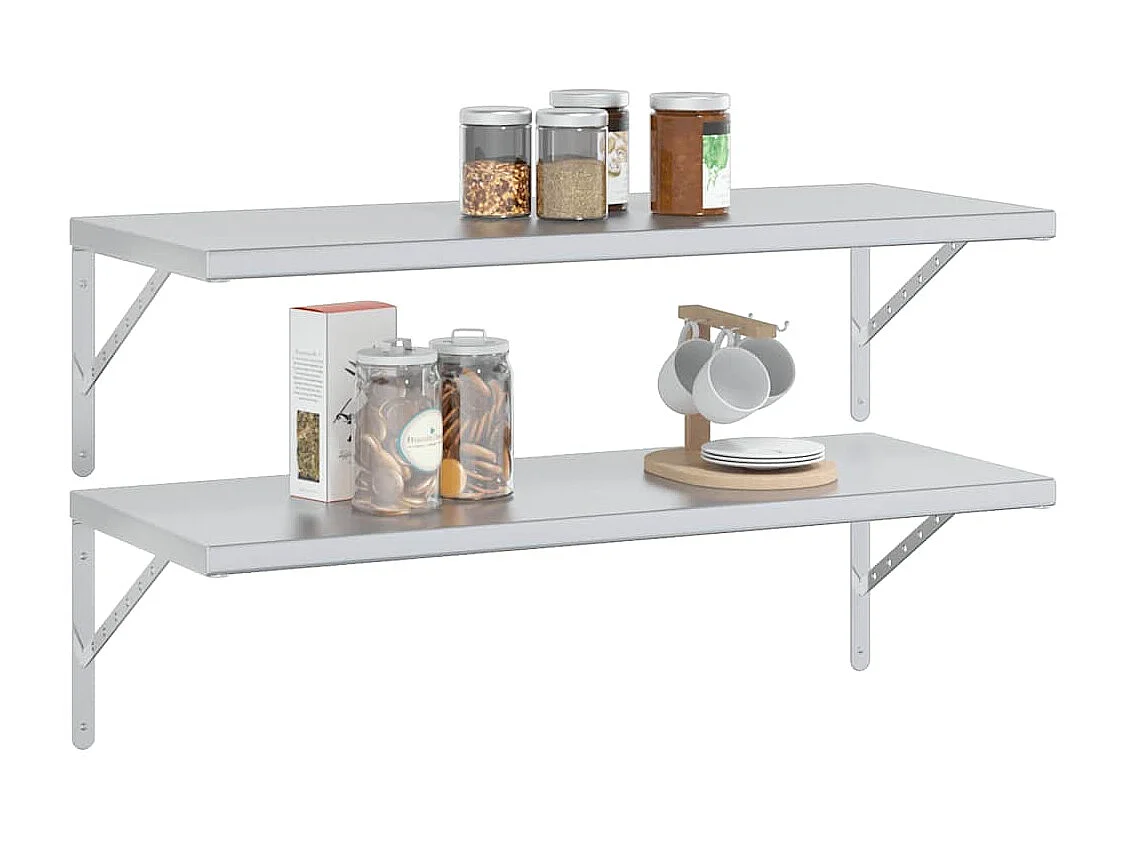 Étagères murales 2 pcs 100x40 cm argenté acier inoxydable