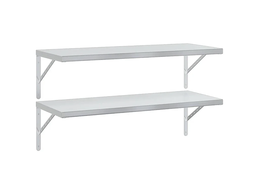 Wandschappen 2 st 100x40 cm roestvrijstaal zilverkleurig