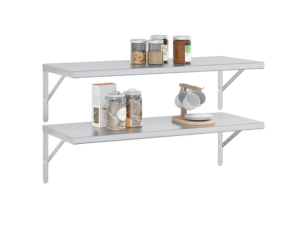 Wandschappen 2 st 100x40 cm roestvrijstaal zilverkleurig