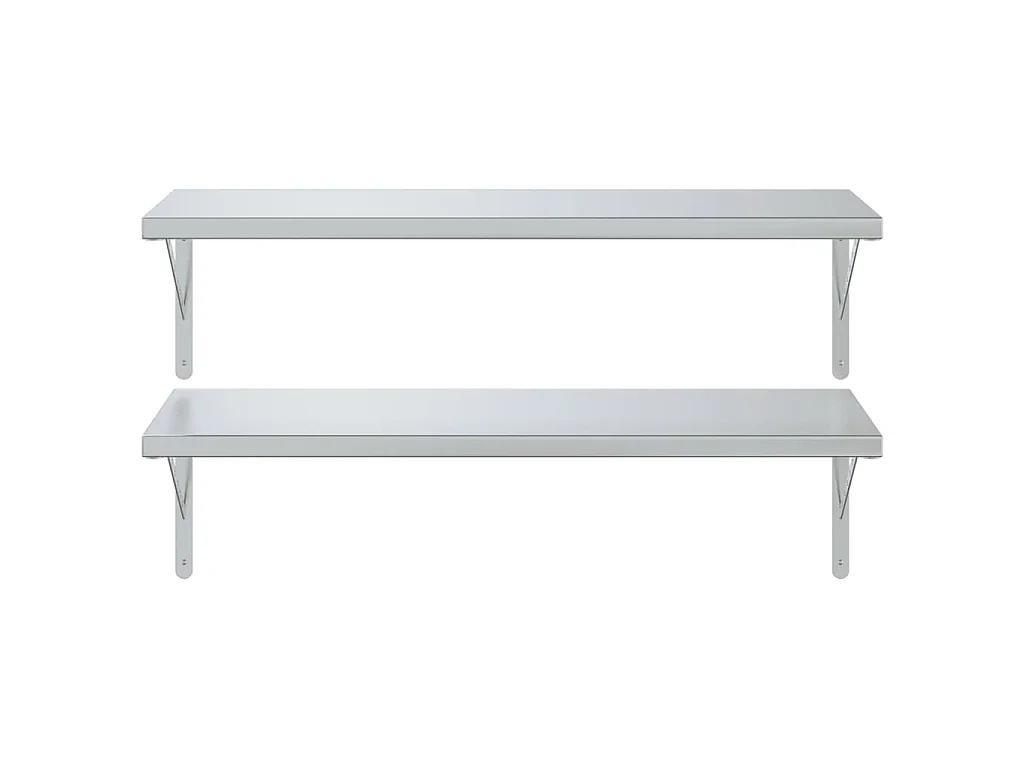Wandschappen 2 st 100x40 cm roestvrijstaal zilverkleurig