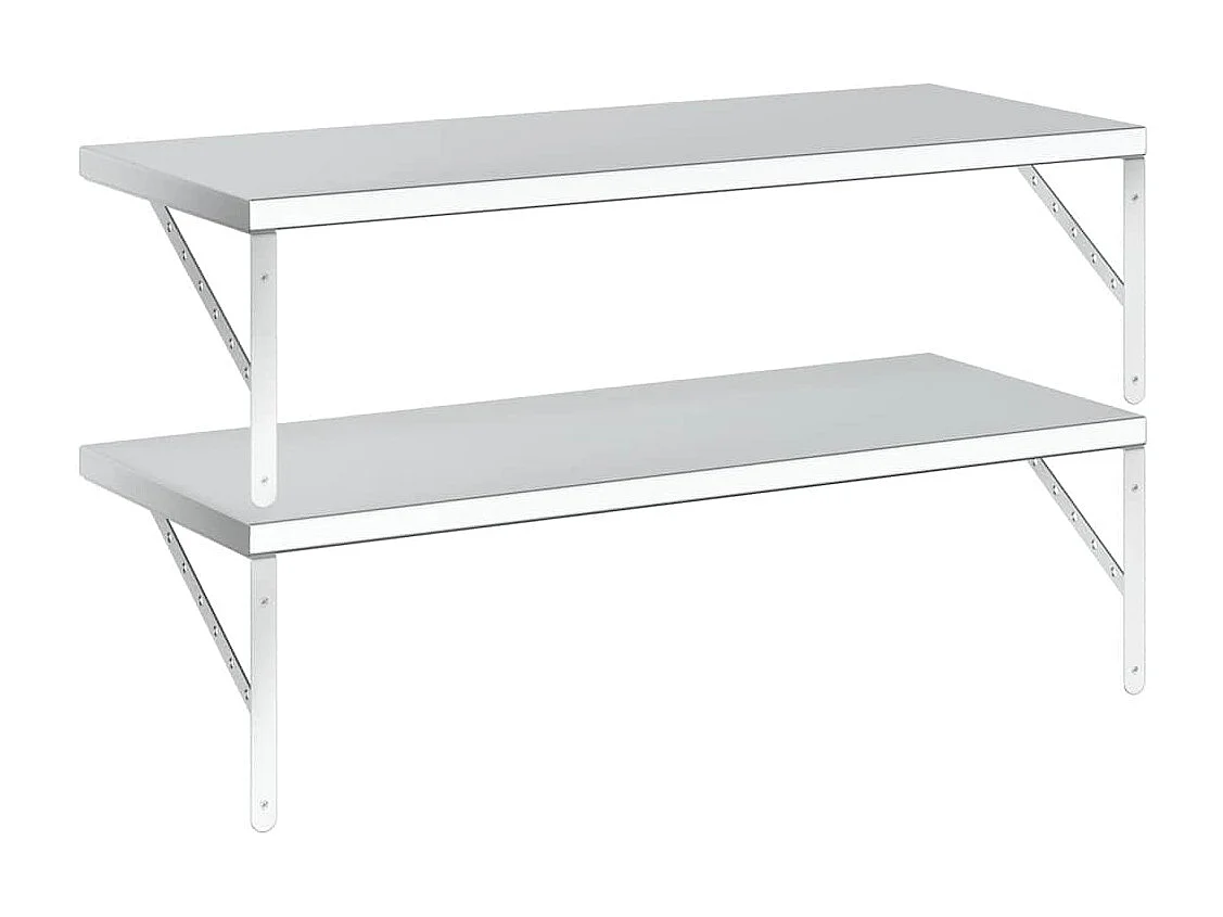 Wandschappen 2 st 100x40 cm roestvrijstaal zilverkleurig