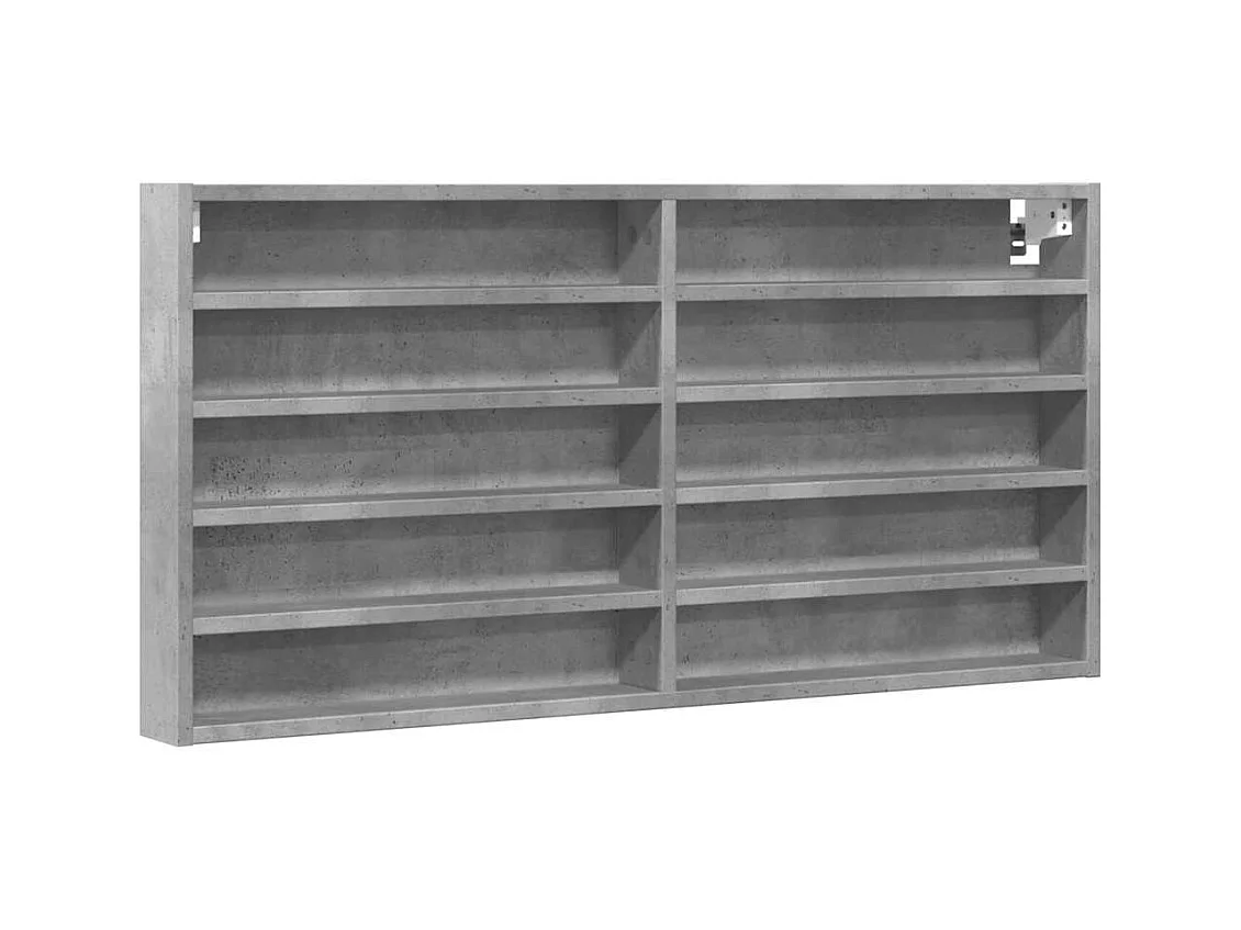 Vitrinekast 100x8,5x50 cm bewerkt hout betongrijs