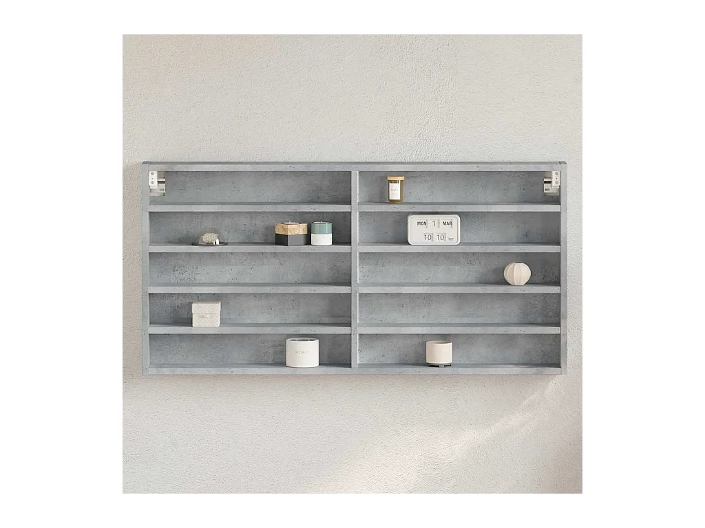 Armoire à vitrine gris béton 100x8,5x50 cm bois d'ingénierie