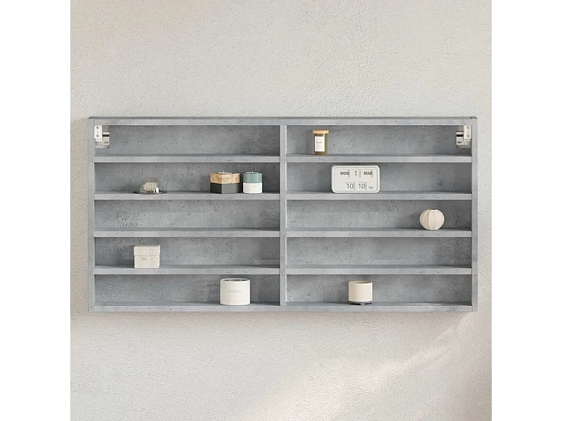 Armoire à vitrine gris béton 100x8,5x50 cm bois d'ingénierie