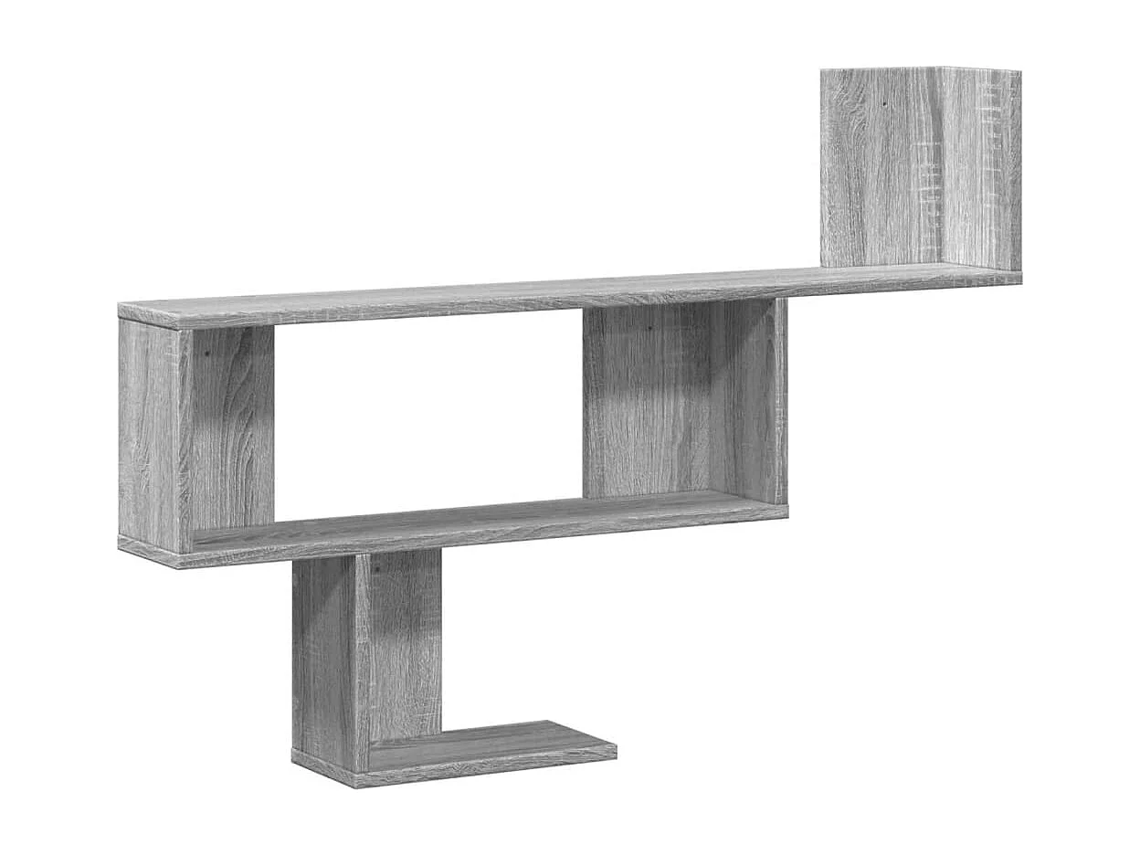 Wandschap 100x15x70 cm bewerkt hout grijs sonoma eikenkleurig