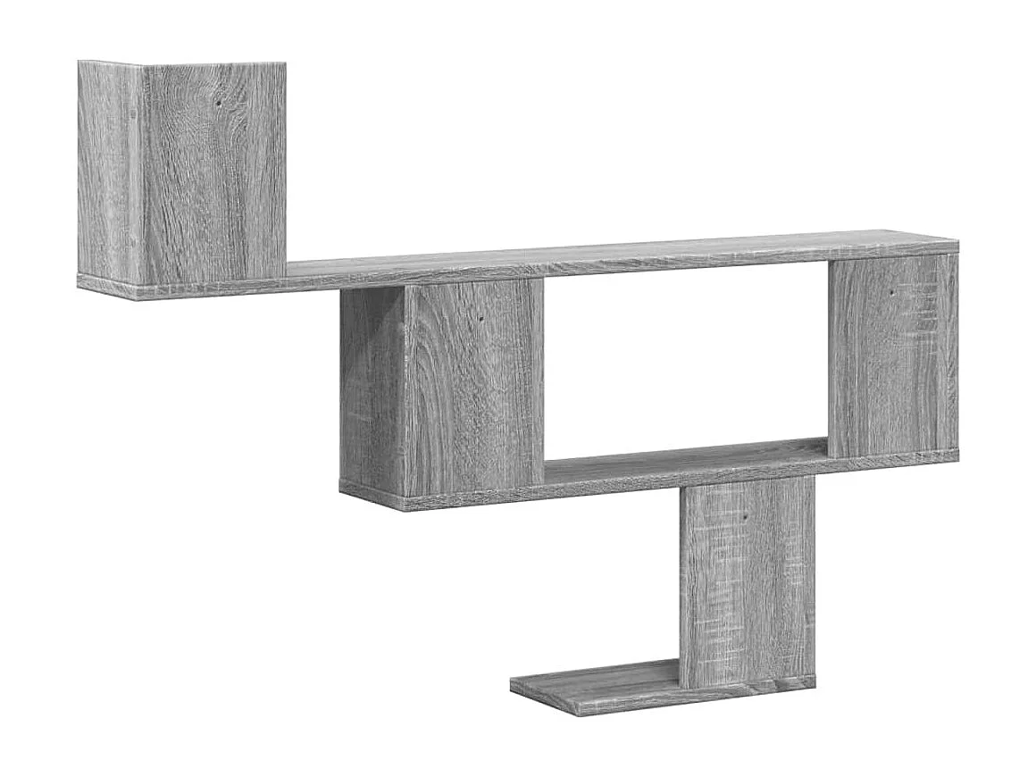 Wandschap 100x15x70 cm bewerkt hout grijs sonoma eikenkleurig