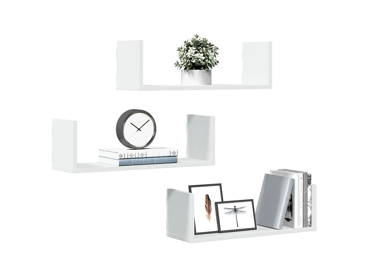 Étagères murales 3 pcs blanc 58x18x18 cm bois d'ingénierie