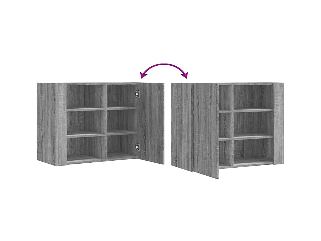 Wandregal Grau Sonoma 75x35x60 cm Holzwerkstoff