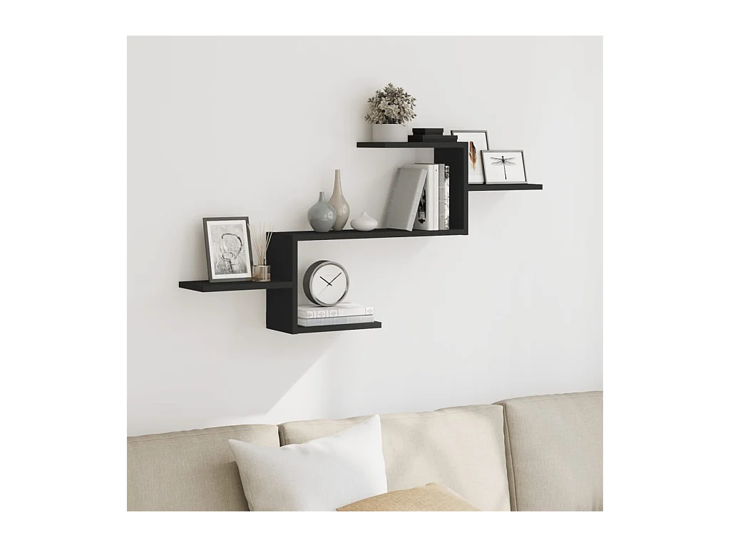 Prateleira de parede 104x15x49 cm derivados de madeira preto