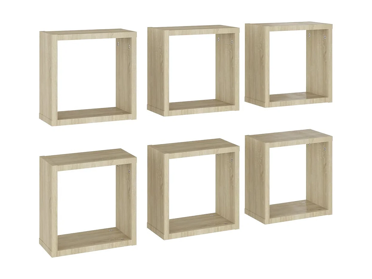 Wandschappen kubus 6 st 30x15x30 cm sonoma eikenkleurig