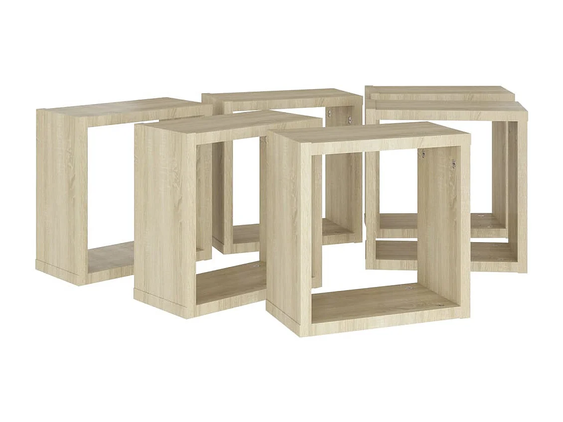 Wandschappen kubus 6 st 30x15x30 cm sonoma eikenkleurig