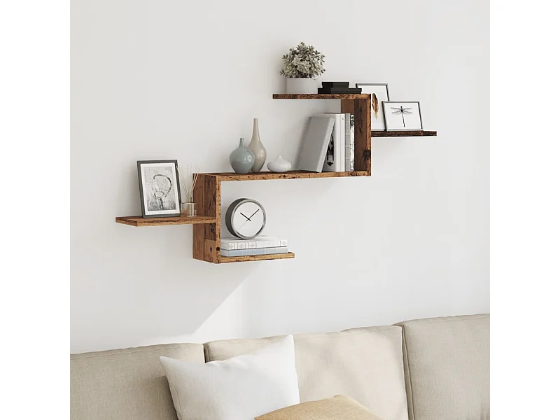 Estante de pared madera de ingeniería envejecida 104x15x49 cm