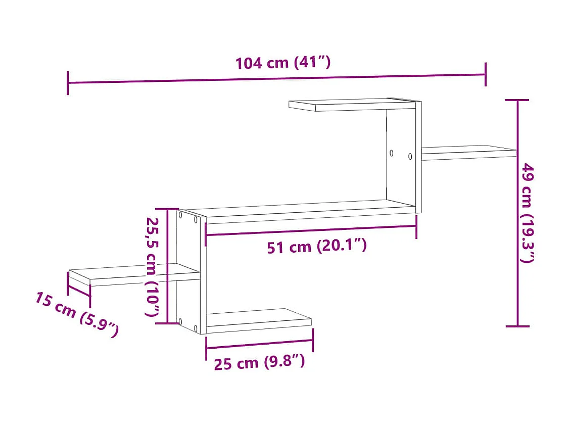 Wandregal Altholz-Optik 104x15x49 cm Holzwerkstoff
